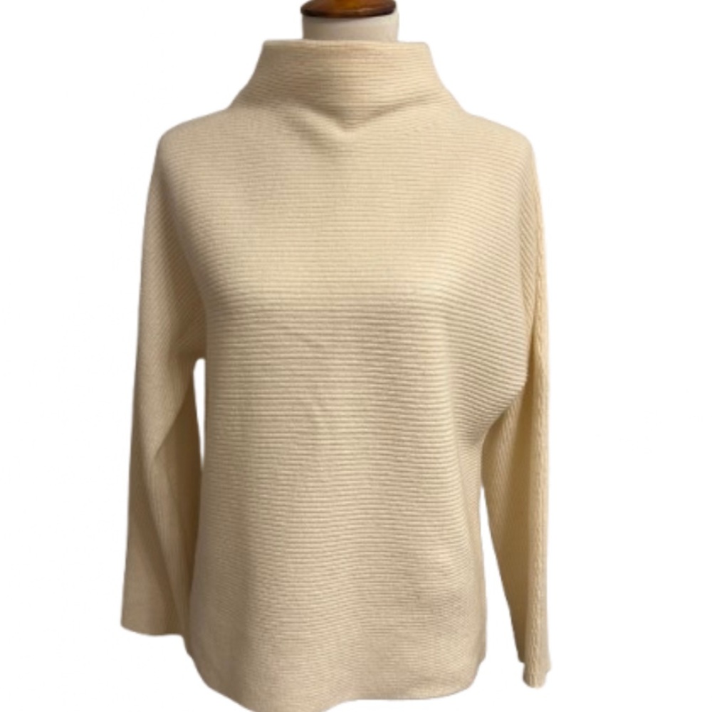 Vince Cream Ribbed Cowl Neck Sweater